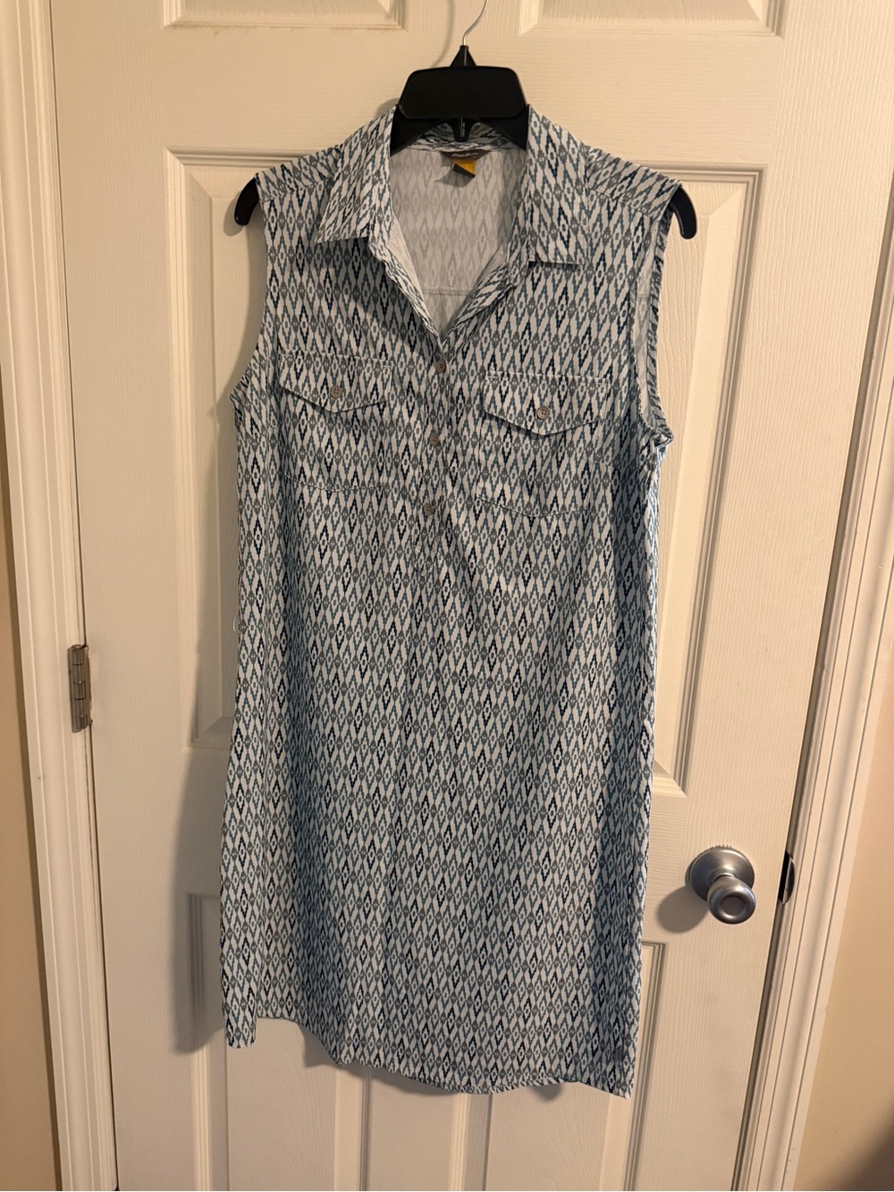 Eddie Bauer Sleeveless Blue White Printed Tunic Dress